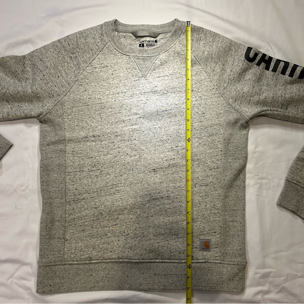 Carhartt Heather Gray Crewneck Sweatshirt with Black Sleeve Logo - Picture 8 of 10